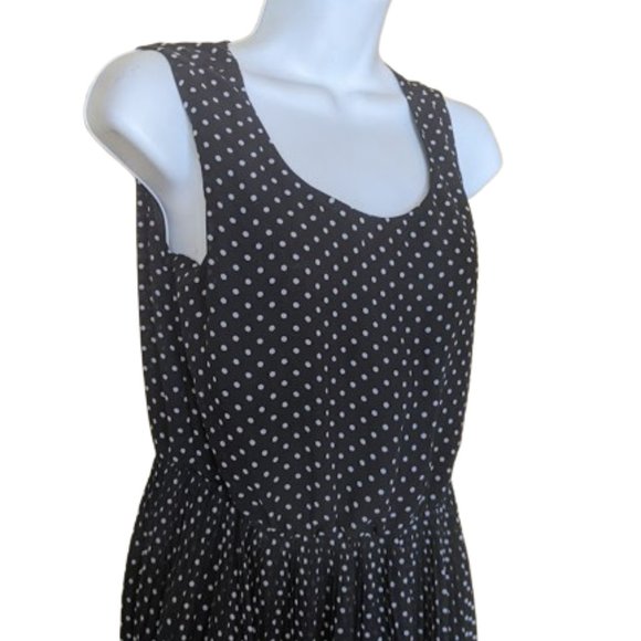 Black Polka Dots Fit and Flare Dress Size Small - Picture 2 of 4